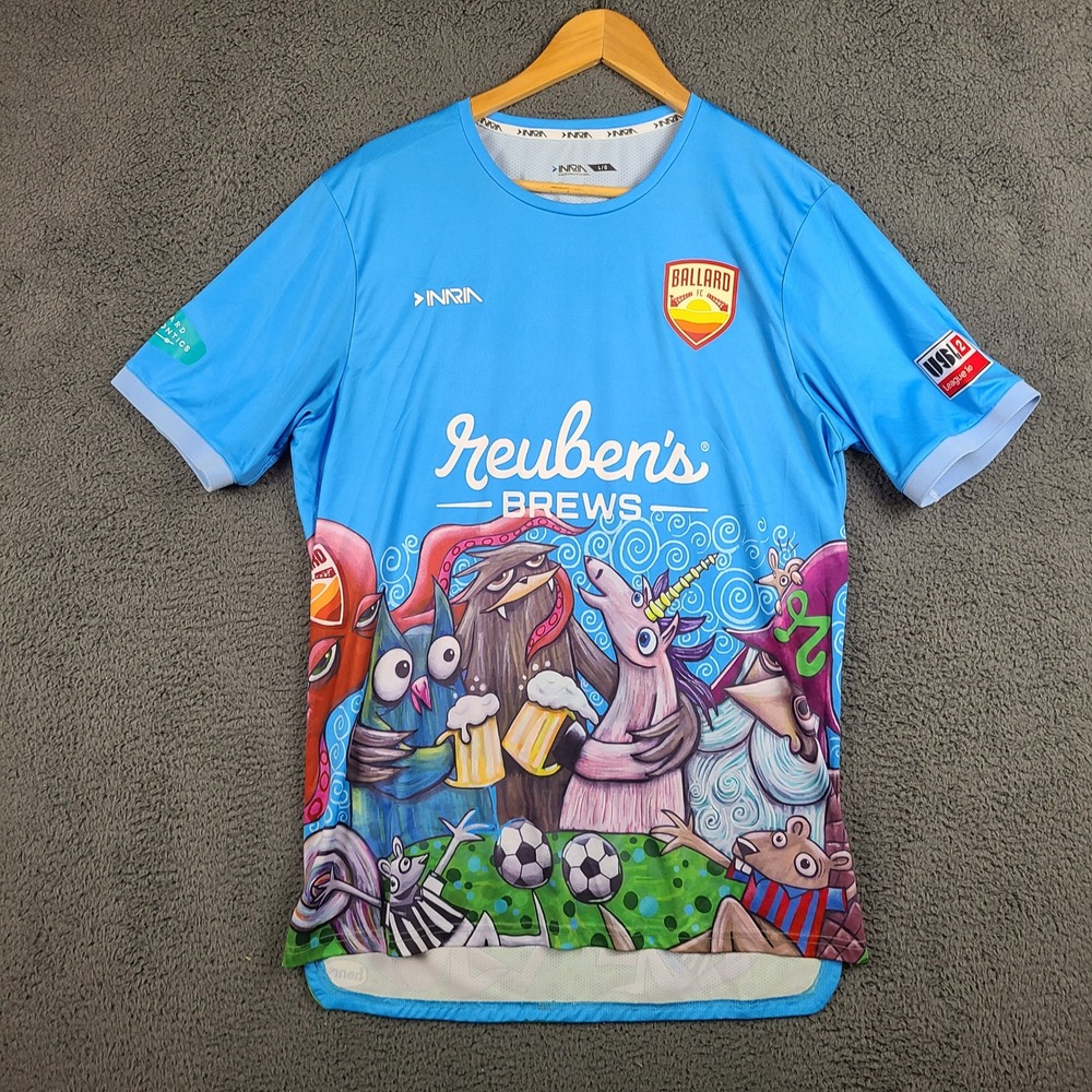 Inaria Ballard FC Soccer Jersey Mens Large Blue Reuben's Brews Henry Art USL2